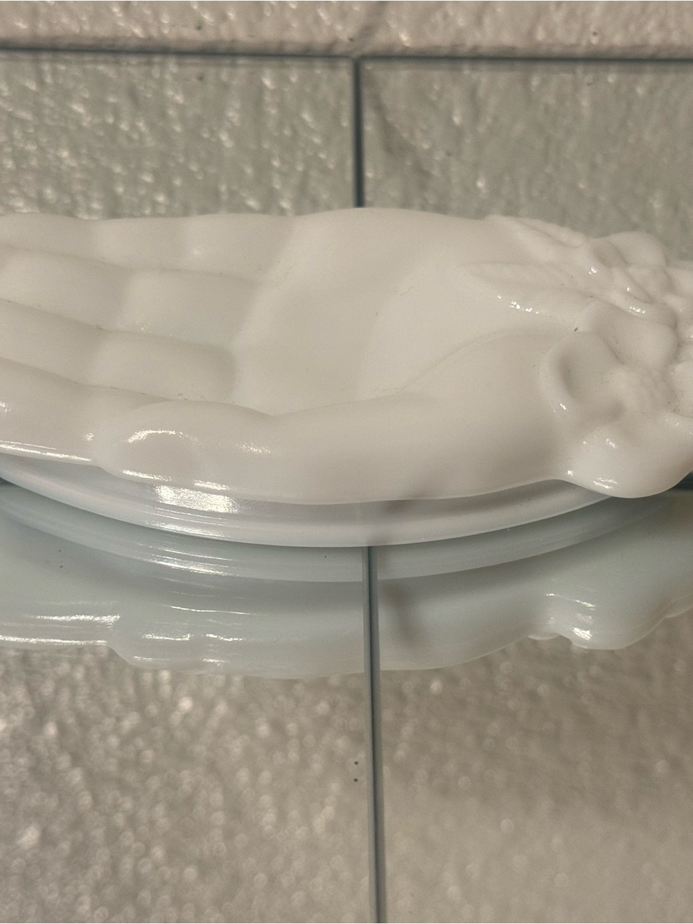 Vintage Avon Milk Glass Hand Soap Dish | Floral Cuff Trinket Bowl | Mid-Century